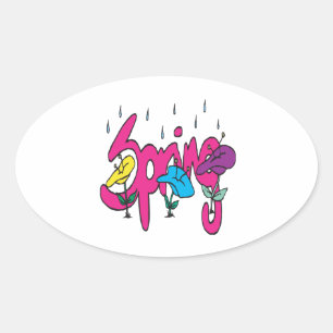 Spring Showers 3 Oval Sticker