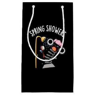 Spring Showers Funny Season Pun Dark BG Small Gift Bag