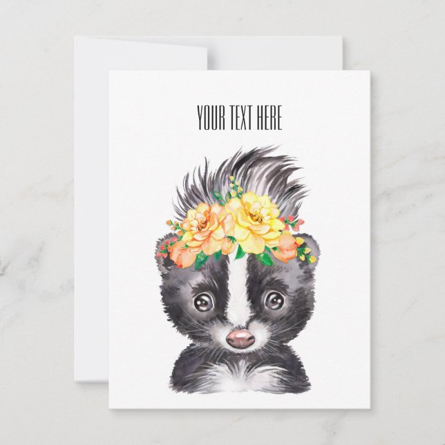 Spring Skunk Customisable Holiday Card (Front)