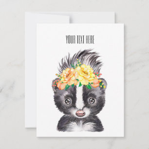 Spring Skunk Customisable Holiday Card