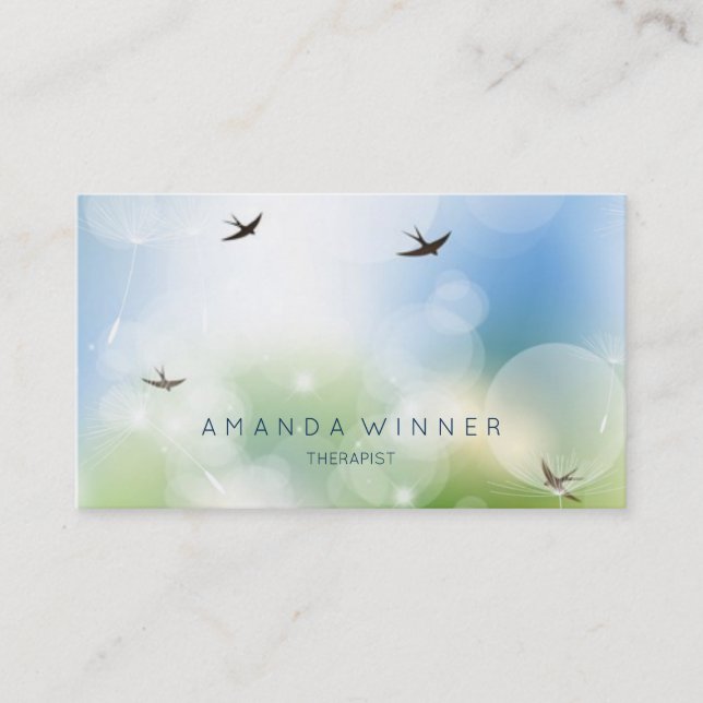 Spring Sky Swallow Therapist Psychologist Business Card (Front)