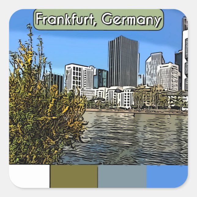 Spring Skyline of Frankfurt, Germany Square Sticker (Front)
