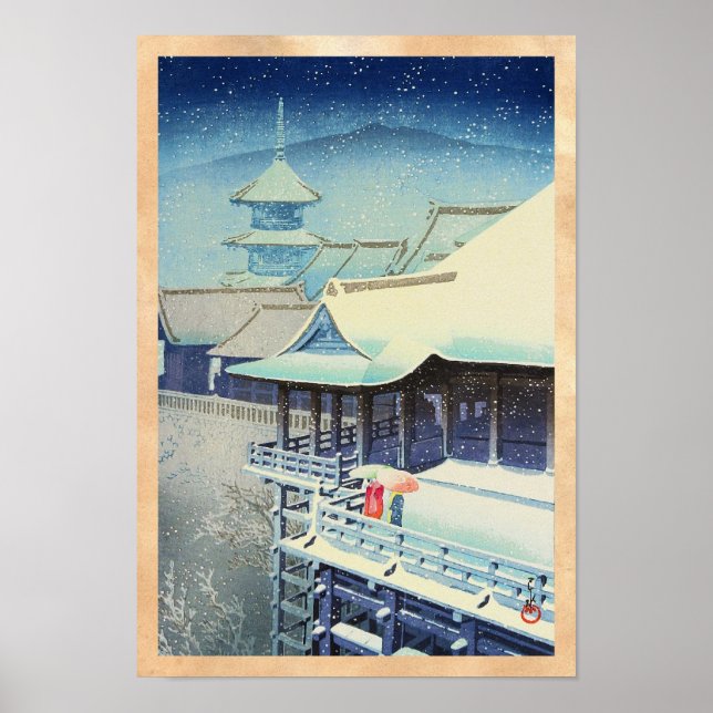 Spring Snow at Kiyomizu Temple Hasui Kawase hanga Poster (Front)