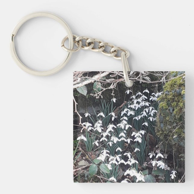 Spring Snowdrops Acrylic Key Ring (Front)