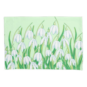 Spring Snowdrops Galanthus Illustration Pillowcase