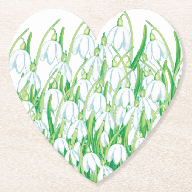 Spring Snowdrops   Paper Coaster (Front)