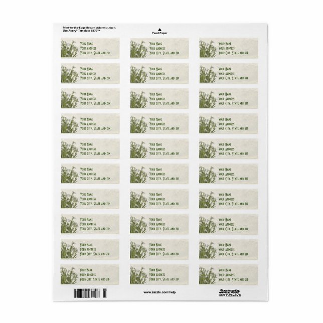 Spring Snowdrops Return Address Label (Full Sheet)