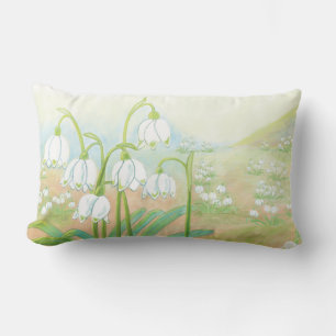 Spring Snowflake, Leucojum vernum Illustration Lumbar Cushion