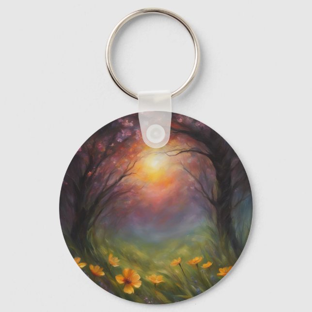 Spring Solar Eclipse Add Text Custom Event Key Ring (Front)