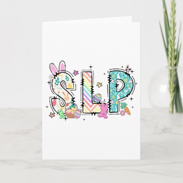Spring Speech Language Pathologist Easter Bunny Sl Card (Front)