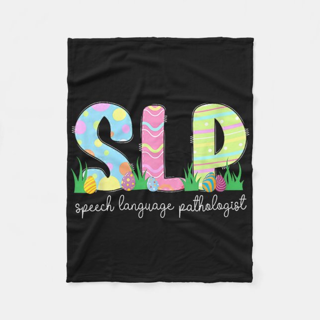 Spring Speech Language Pathologist Easter Bunny Sl Fleece Blanket (Front)