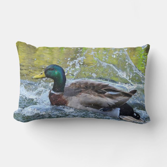 Spring Splash Mallard Duck Lumbar Cushion (Front)