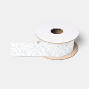 Spring Sprigs Powder Blue - Neutral Satin Ribbon