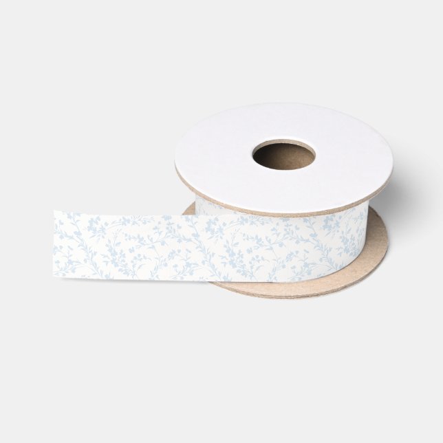 Spring Sprigs Powder Blue - Neutral Satin Ribbon (Spool)