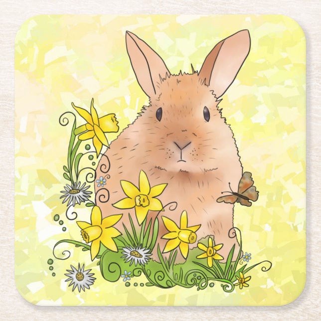 spring   square paper coaster (Front)