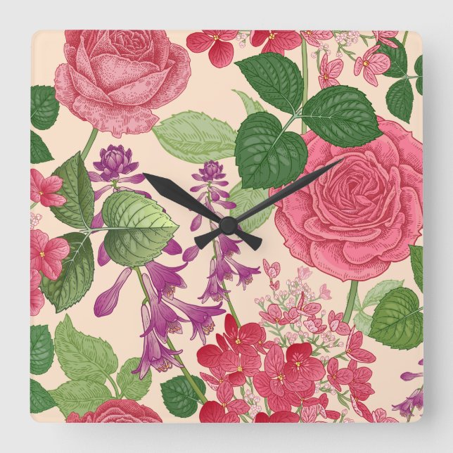 spring square wall clock (Front)