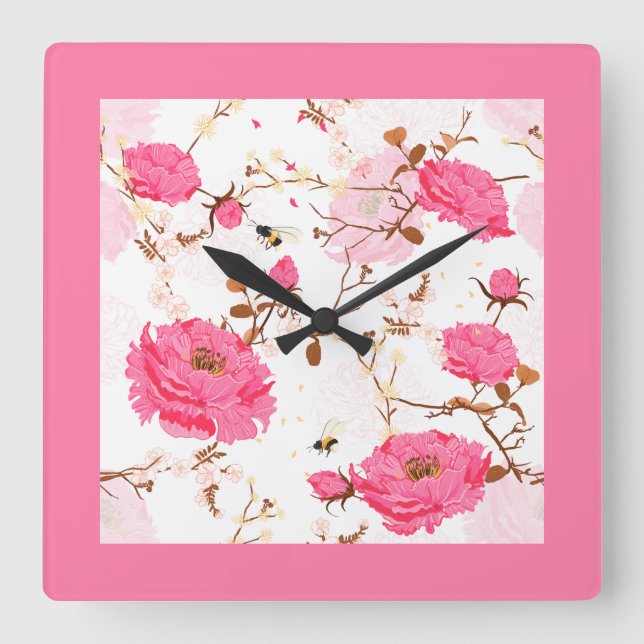 spring square wall clock (Front)