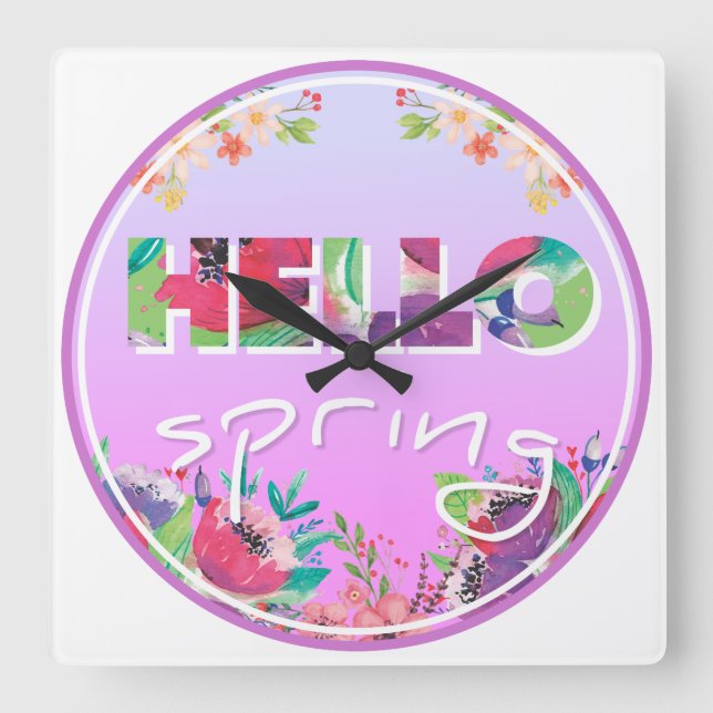 Spring Square Wall Clock (Front)