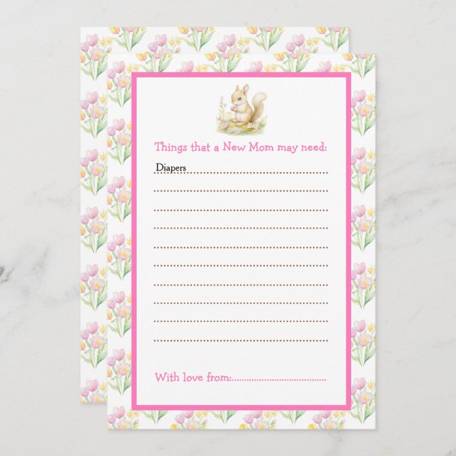 Spring Squirrel Baby Shower Invitation (Front/Back)