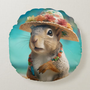 Spring Squirrel Round Cushion
