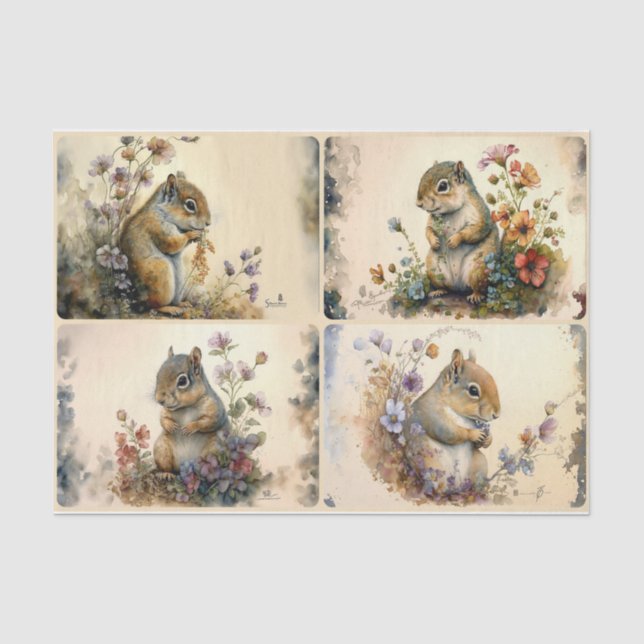 Spring Squirrels Tissue Paper (Front)