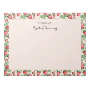 Spring Strawberries Hand-Illustrated Strawberry Notepad