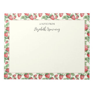 Spring Strawberries Hand-Illustrated Strawberry Notepad
