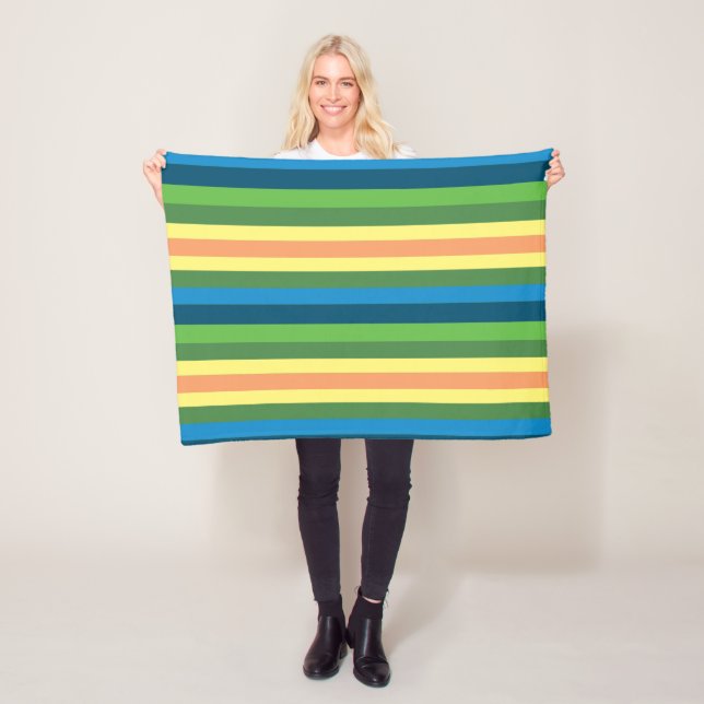 Spring Stripes Colorful  Fleece Blanket (In Situ)