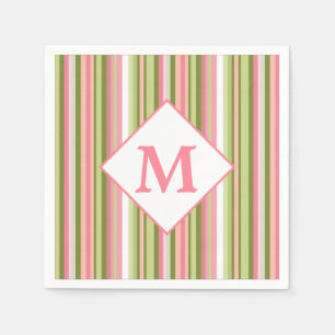 Spring Stripes Monogram Cocktail Napkin