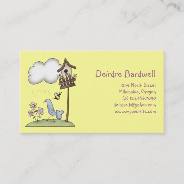 Spring Stuff · Birdhouse & Bird Business Card (Front)