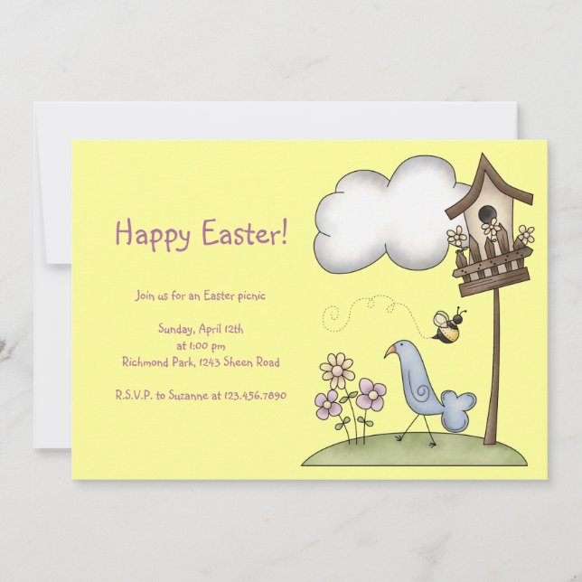 Spring Stuff · Birdhouse & Bird Invitation (Front)
