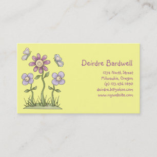 Spring Stuff · Purple Flowers & Butterflies Business Card