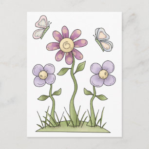 Spring Stuff · Purple Flowers & Butterflies Postcard