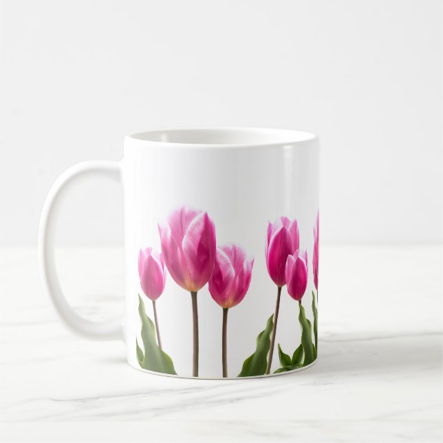 Spring Style Pink Tulip Flower / Easter Coffee Mug (Left)
