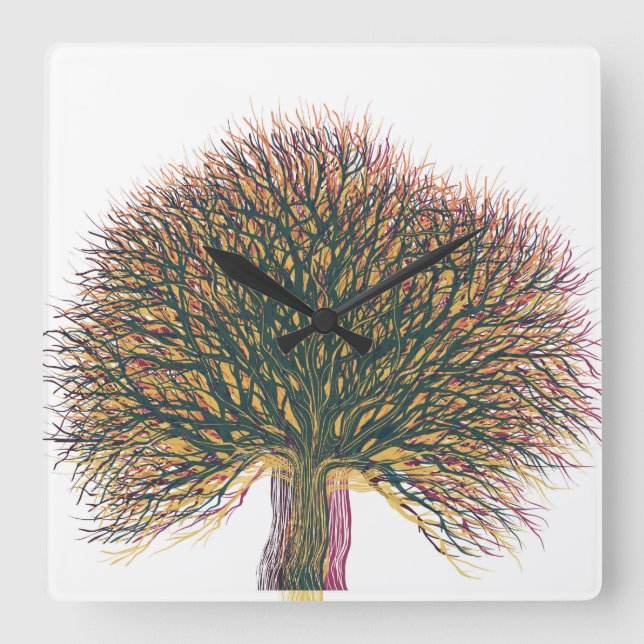 Spring Summer Autumn Winter Tree #2 Square Wall Clock (Front)