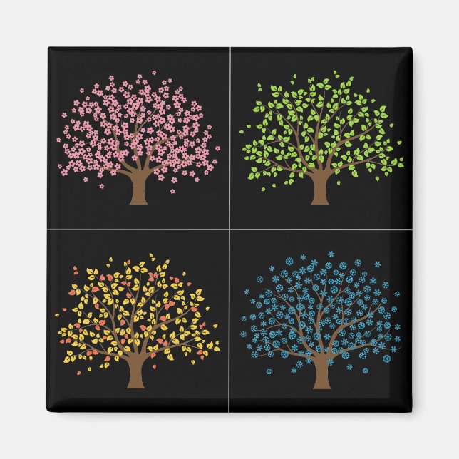 Spring Summer Autumn Winter Tree Magnet (Front)