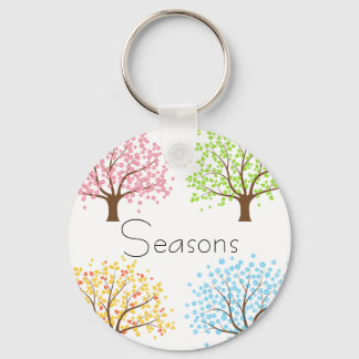 Spring Summer Autumn Winter Trees Button Keychain