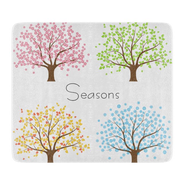 Spring Summer Autumn Winter Trees Cutting Board (Front)