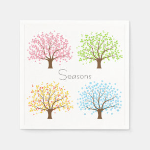Spring Summer Autumn Winter Trees Paper Napkins