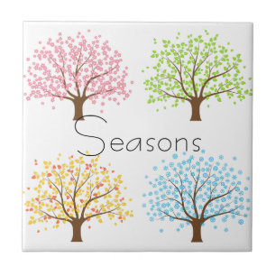 Spring Summer Autumn Winter Trees Tile