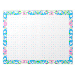 Spring Summer Blue Pink Dot Grid BuJo Planner Notepad