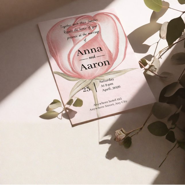 Spring Summer Blush Pink Garden Wedding  Invitation (Creator Uploaded)