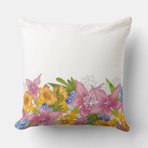Spring summer bouqet floral flowers pink yellow bl cushion