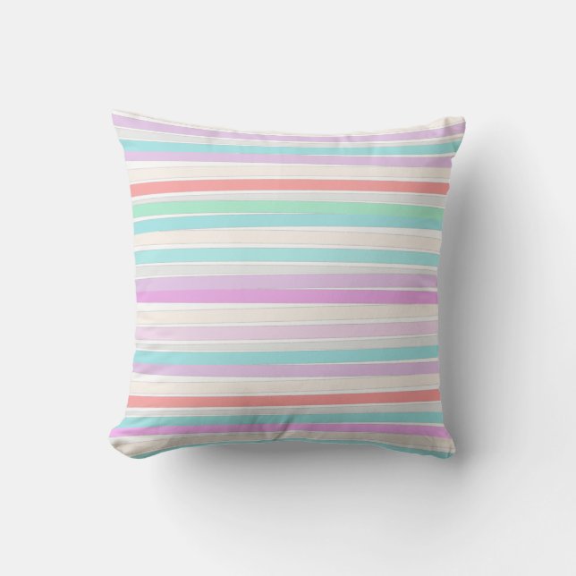 Spring summer colours in stripes cushion (Front)