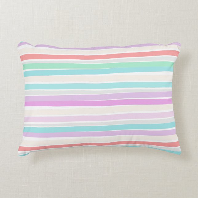 Spring summer colours in stripes decorative cushion (Front)