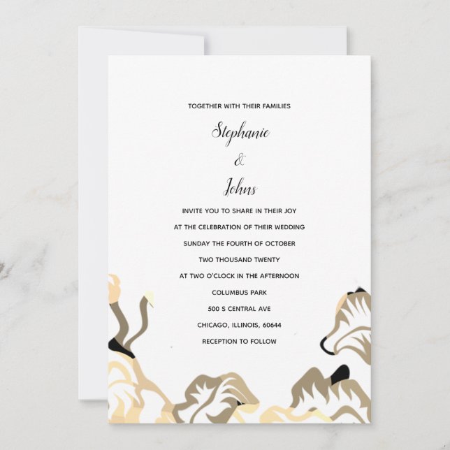 Spring Summer Fall Leaf Boho Minimal Wedding Invitation (Front)