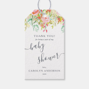 Spring Summer Floral Baby Shower Thank You Gift Tags