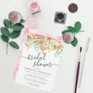 Spring Summer Floral   Bridal Shower Invitation