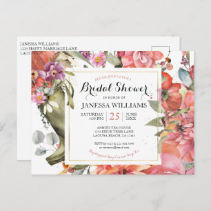 Spring Summer Floral Bridal Shower Invitation Postcard