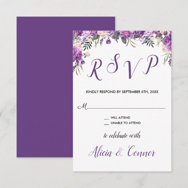 Spring Summer Floral RSVP Reply Response Invitation (Front/Back)